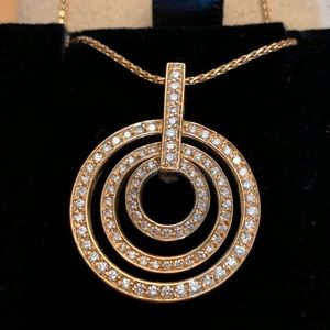 NEW 14KY Diamond Triple Circle of Love Necklace